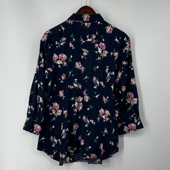 Chaps Women's Dark Blue Floral Button Down Shirt - Picture 5 of 5